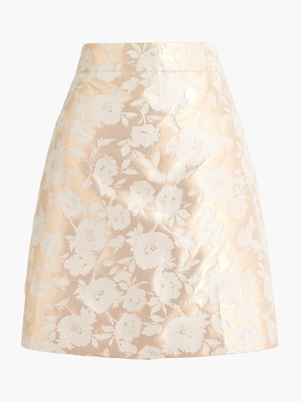 J.CREW Floral Jacquard A-Line Skirt in Metallic Gold & Ivory